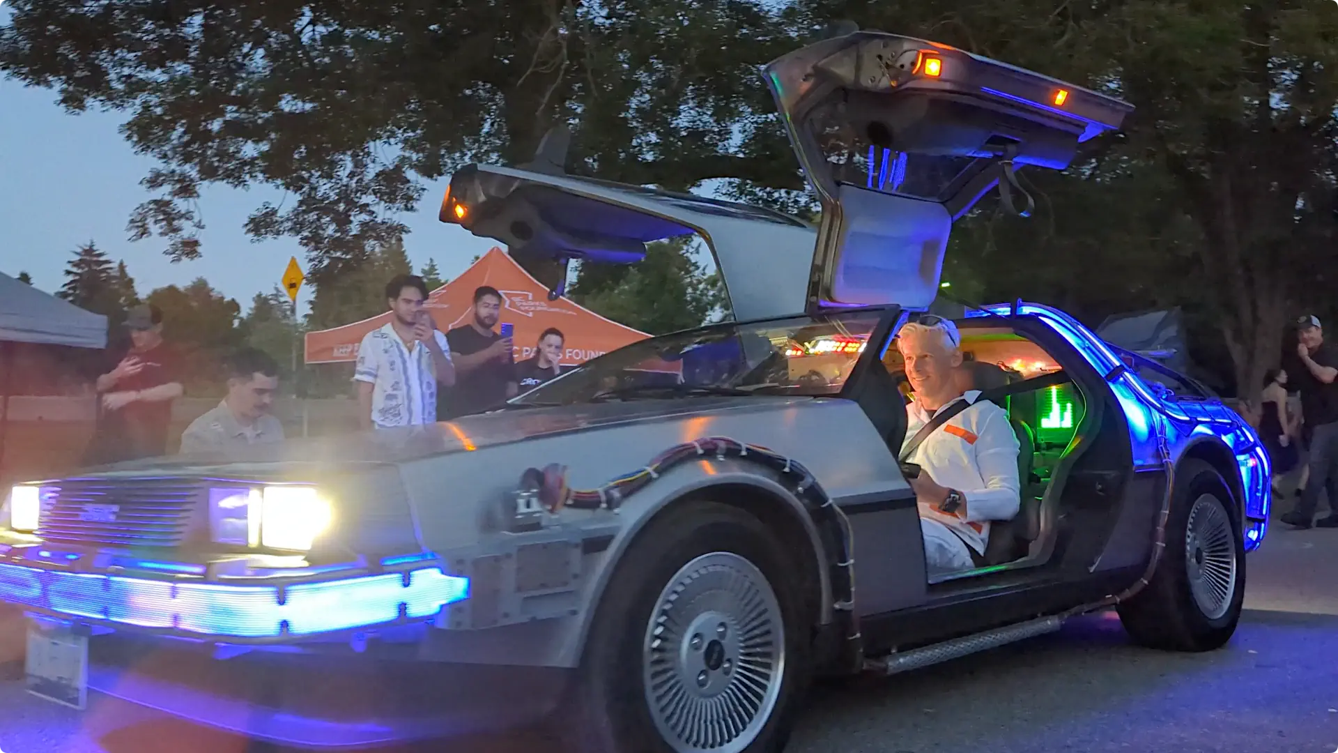 DeLorean Time Machine (replica VIN #4539) at EVO Summer Screens, Back To The Future night, Stanley Park Vancouver